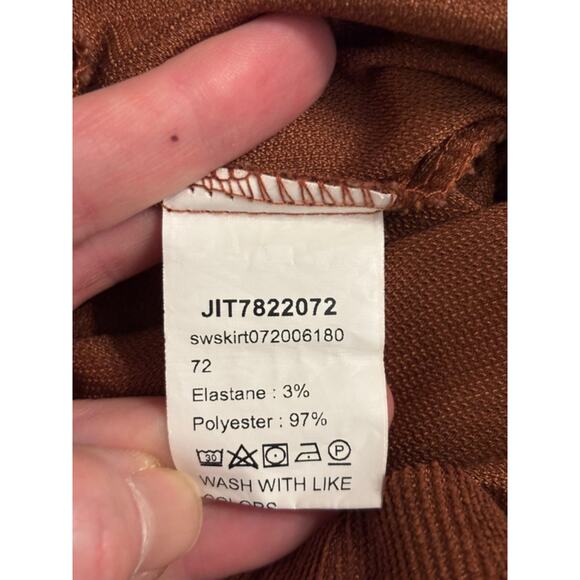 SHEIN Med 90's Y2K Festival Sexy Brown Straight Pencil Corduroy Soft Mini Skirt - Picture 4 of 7